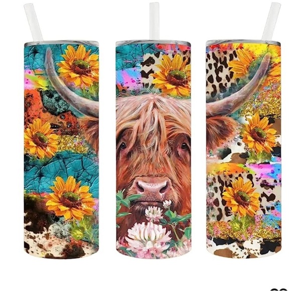 NWT - 🌻🐮 Stylish 20oz Cow Tumbler - Picture 1 of 2